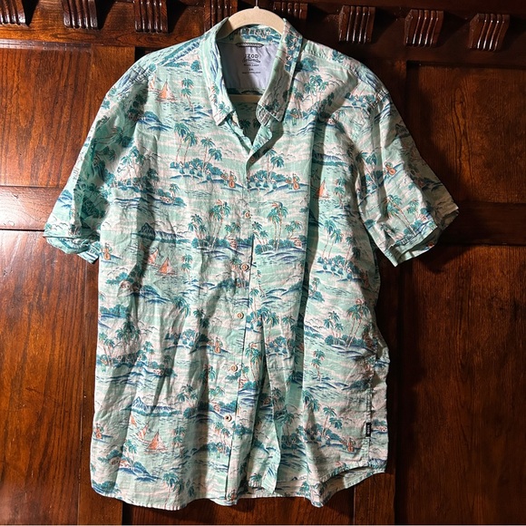 Izod Saltwater Aqua and Teal Scenic Shirt - Size XXL - Picture 1 of 4